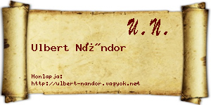 Ulbert Nándor névjegykártya